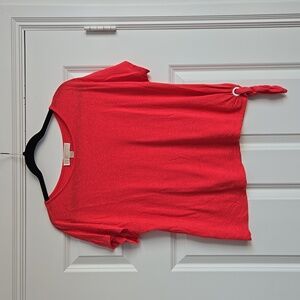 Michael Kors Coral Short Sleeve Side Tie Tee